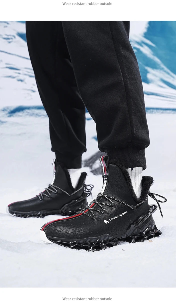 Winter men's waterproof slippers with plush lining from MANDOTOS INTERNATIONAL, ideal for cozy indoor and outdoor wear.
