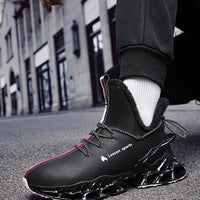 Winter men's waterproof slippers with plush lining from MANDOTOS INTERNATIONAL, featuring slip-on design and cozy insulation.