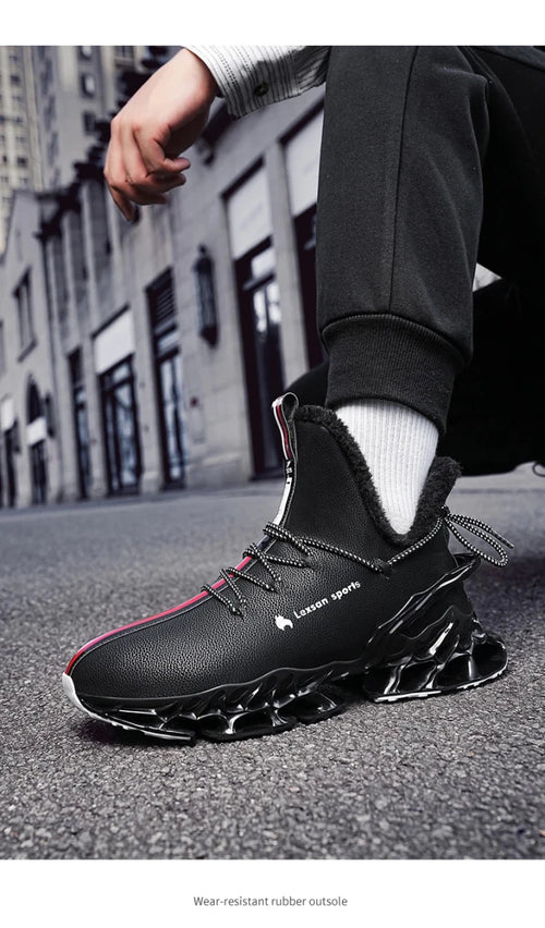 Winter men's waterproof slippers with plush lining from MANDOTOS INTERNATIONAL, featuring slip-on design and cozy insulation.