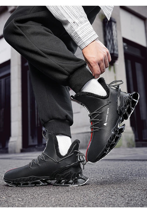 Winter men's waterproof slippers with plush lining and sneaker style, by MANDOTOS INTERNATIONAL, ideal for cold weather comfort.