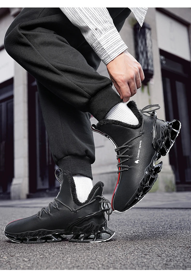 Winter men's waterproof slippers with plush lining and sneaker style, by MANDOTOS INTERNATIONAL, ideal for cold weather comfort.