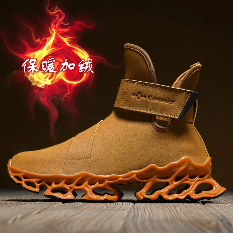 Mandotos International men's waterproof slippers with plush lining, designed for winter comfort and warmth.
