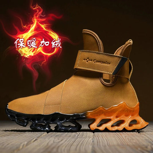 Winter men's waterproof slippers with plush lining from MANDOTOS INTERNATIONAL, showing cozy, slip-on sneaker design.