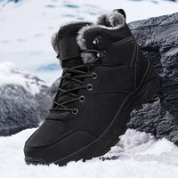 Winter men's waterproof slippers with plush lining by MANDOTOS INTERNATIONAL, featuring cozy, slip-on sneaker design for cold weather.