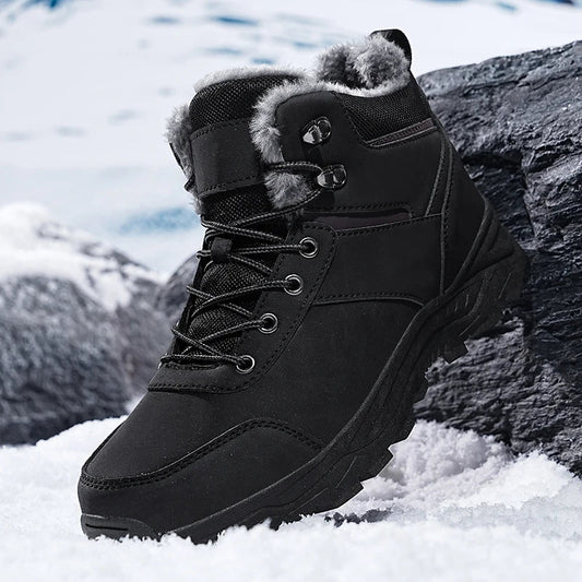 Winter men's waterproof slippers with plush lining by MANDOTOS INTERNATIONAL, featuring cozy, slip-on sneaker design for cold weather.