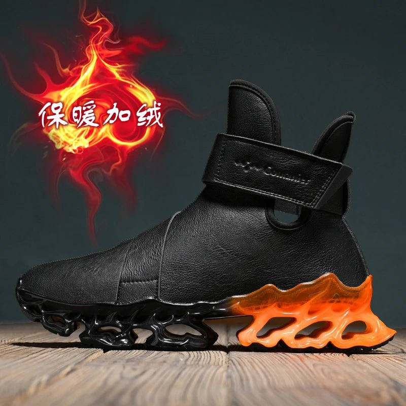 Winter men's waterproof slippers with plush lining from MANDOTOS INTERNATIONAL, designed for cozy, dry indoor and outdoor wear.