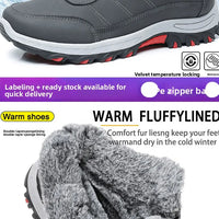 Mandotos International men's winter plush outdoor hiking cotton boots with Velcro buckle, lightweight, warm, durable snow boots.