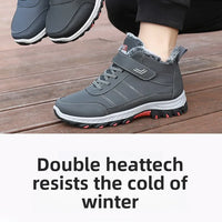 Mandotos International men's plush winter hiking boots with Velcro buckle, lightweight, durable, and comfortable for snow and outdoor use.