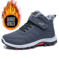 Mandotos International men's winter plush outdoor hiking cotton boots with Velcro buckle, lightweight, warm, and durable snow boots.