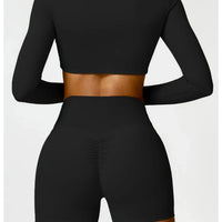 Women's long sleeve fitness T-shirt by MANDOTOS INTERNATIONAL, gym push-up top, ideal for workout and active wear.