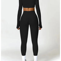 Women's long sleeve fitness T-shirt by MANDOTOS INTERNATIONAL, gym top designed for push-up support and comfortable workout wear.