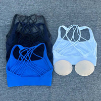 Women's shockproof yoga crop top by MANDOTOS INTERNATIONAL, anti-sweat gym sports bra with supportive fit and breathable fabric.