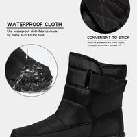Women's waterproof winter snow boots by MANDOTOS INTERNATIONAL featuring non-slip soles, warm insulation, ankle height, and platform style.