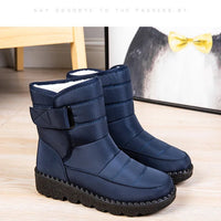 Women's waterproof winter snow boots by MANDOTOS INTERNATIONAL with non-slip soles, warm platform design, ankle height, and durable material.