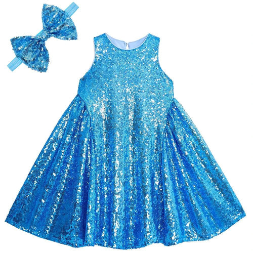 YIYI Sparkle Sequin Flower Girl Dress in size 8 XL by MANDOTOS INTERNATIONAL, featuring shimmering sequins and floral details.