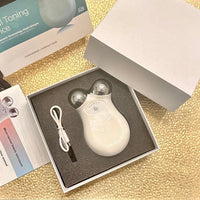 Mandotos International YouthBoost Microcurrent Facial Toner bottle, clear container with pump and label, on a white background.