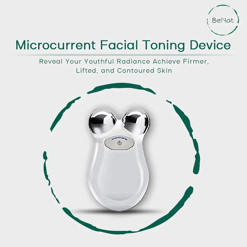 Mandotos International YouthBoost Microcurrent Facial Toner bottle with pump for skin rejuvenation and facial toning.