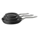Set of three ZWILLING Motion nonstick fry pans by MANDOTOS INTERNATIONAL, showing different sizes with nonstick coating and stainless handles.