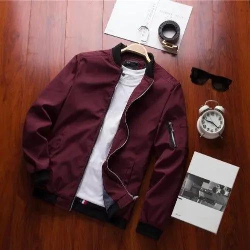 Mandotos men's casual jacket featuring baseball uniform style, youth trend design, and comfortable fit.