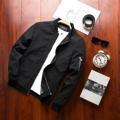 Men's casual baseball jacket by MANDOTOS featuring a youthful, trendy design with a comfortable fit and sporty style.