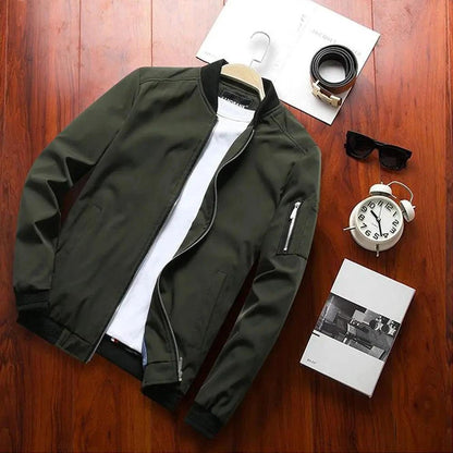 Mandotos men's casual jacket with baseball uniform style, youth trend design, lightweight and comfortable for everyday wear.