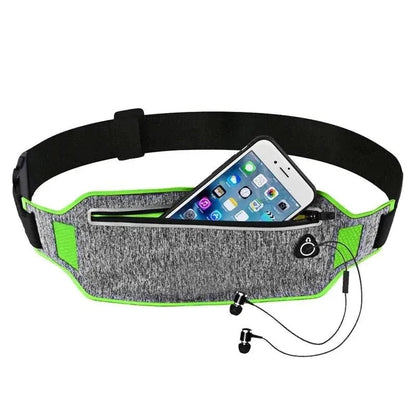 Mandotos Jogger's Essential Waist Belt in black with adjustable strap and metal buckle, designed for comfort and style.