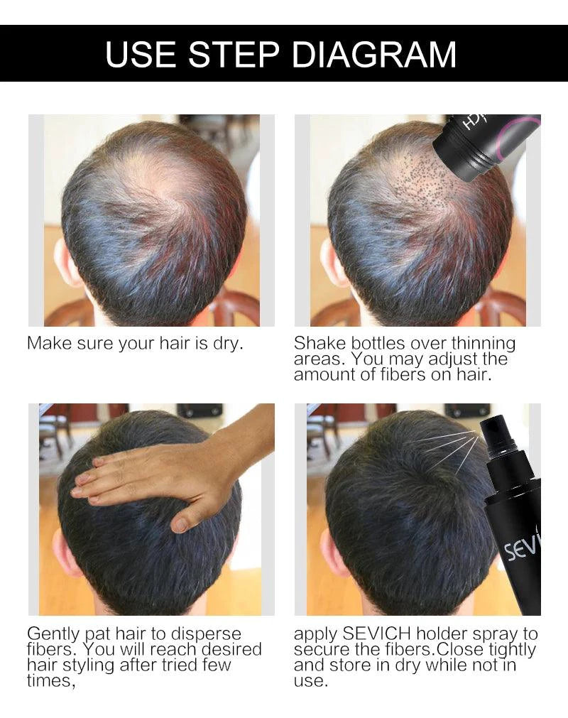 Mandotos Keratin Hair Building Fibers 25g thickening powder for fuller, natural-looking hair with a natural fiber appearance.