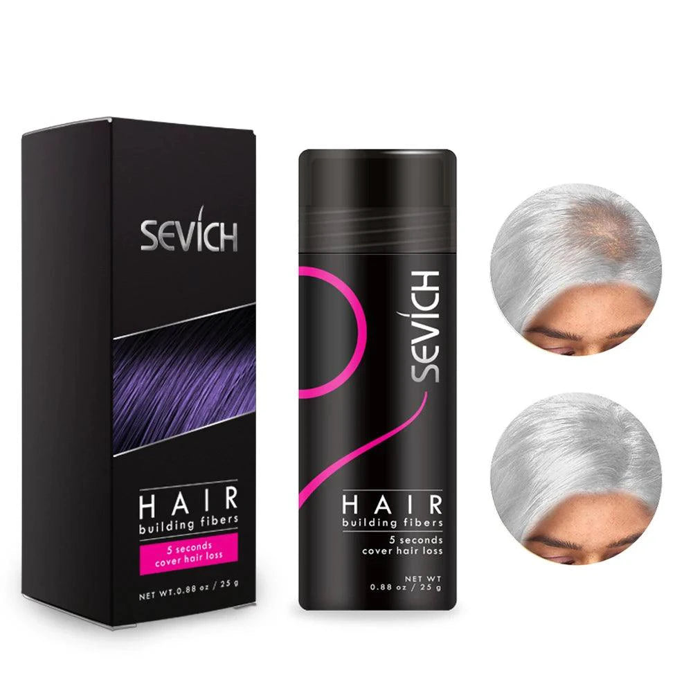 Mandotos Keratin Hair Building Fibers 25g hair thickening powder applied to scalp for fuller, thicker hair.