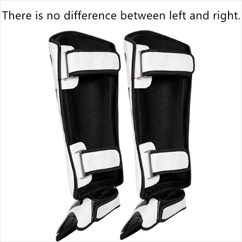 Mandotos kickboxing shin guards and Muay Thai leg protectors, padded and adjustable for martial arts training and competition.