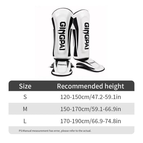 Mandotos kickboxing shin guards for Muay Thai, padded leg protectors designed for kickboxing training and combat sports.