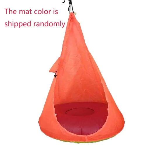Kid's comfy hammock chair by MANDOTOS with soft fabric and colorful design, perfect for relaxing and lounging.