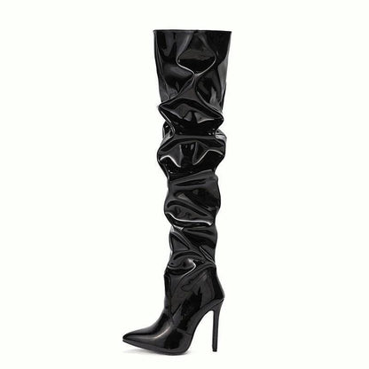 Mandotos knee-high long boots for women with super high heels, perfect for fashion and party occasions.