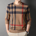Mandotos men's knitwear casual crew neck sweater, showing a comfortable, fitted design in neutral color.