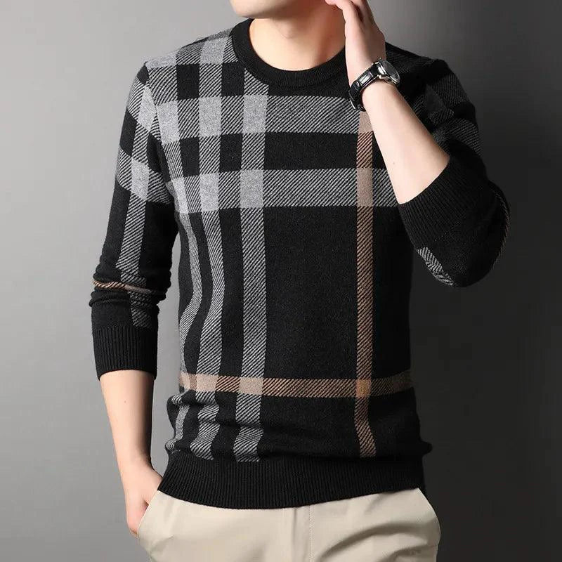 Mandotos men's knitwear casual crew neck sweater, featuring a comfortable fit and classic design, ideal for everyday wear.