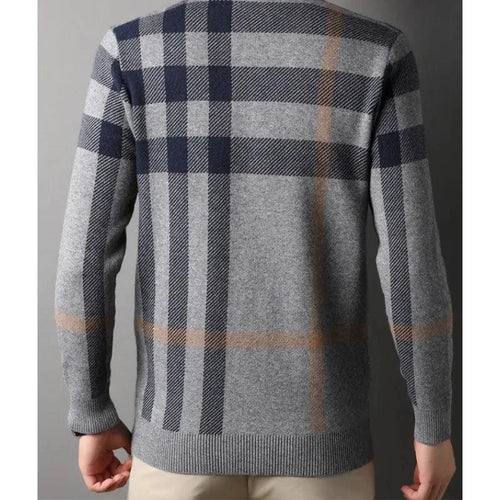 Mandotos men's knitwear casual crew neck top and bottoming sweater, soft fabric, fitted style, in neutral color.