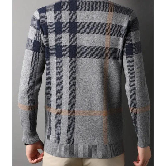 Mandotos men's knitwear casual crew neck top and bottoming sweater, soft fabric, fitted style, in neutral color.