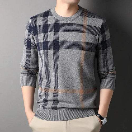 Mandotos men's knitwear casual crew neck sweater, lightweight top with long sleeves and ribbed cuffs, ideal for everyday wear.