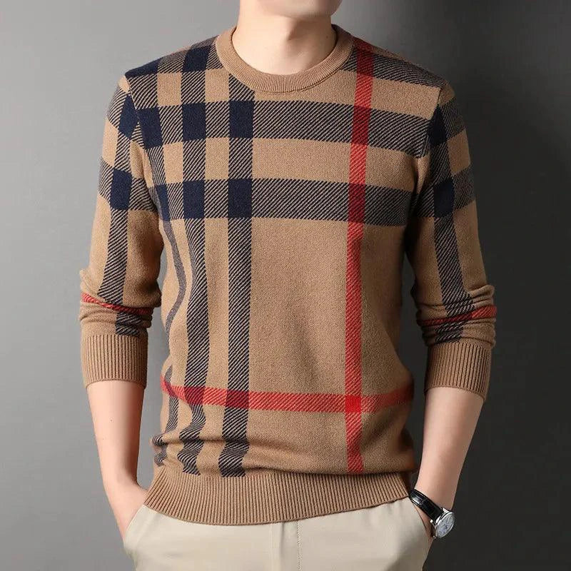 Mandotos men's knitwear casual crew neck sweater, featuring a comfortable fit and classic design in soft fabric.