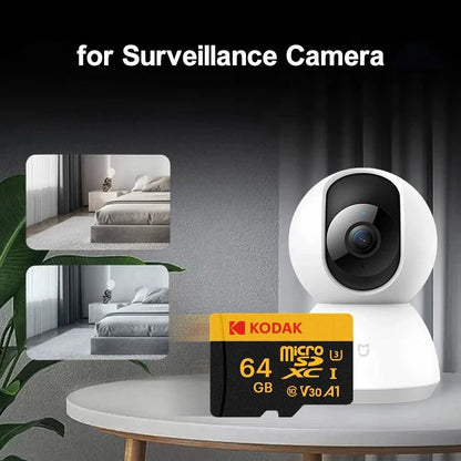 Mandotos KODAK Micro SD memory card with 64GB capacity, U3 V30 A1 class, suitable for car cameras, phones, and PCs.
