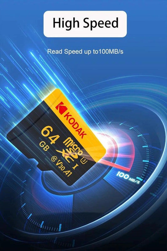 Mandotos KODAK Micro SD memory card in 64GB capacity, with U3 V30 A1 speed class, suitable for cameras, phones, and PCs.