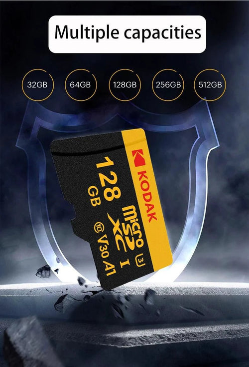 Mandotos KODAK Micro SD Memory Card with 64GB capacity, showing packaging and memory card for car camera, PC, and phone.