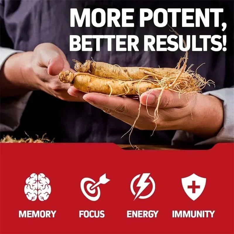 Mandotos Korean Red Panax Ginseng capsules for energy, mood, stamina, and mental health support.