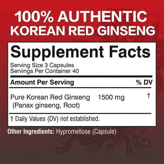 Mandotos Korean Red Panax Ginseng Capsules boosting energy, mood, stamina, and mental health support.