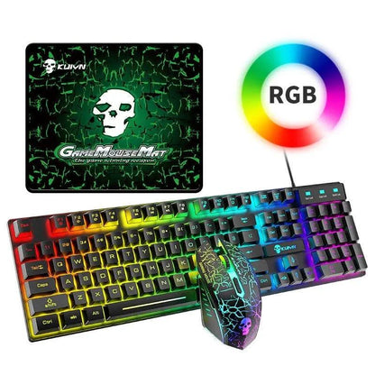 Mandotos Kuiying T6RGB luminous keyboard and mouse set with colorful backlit keys and ergonomic design