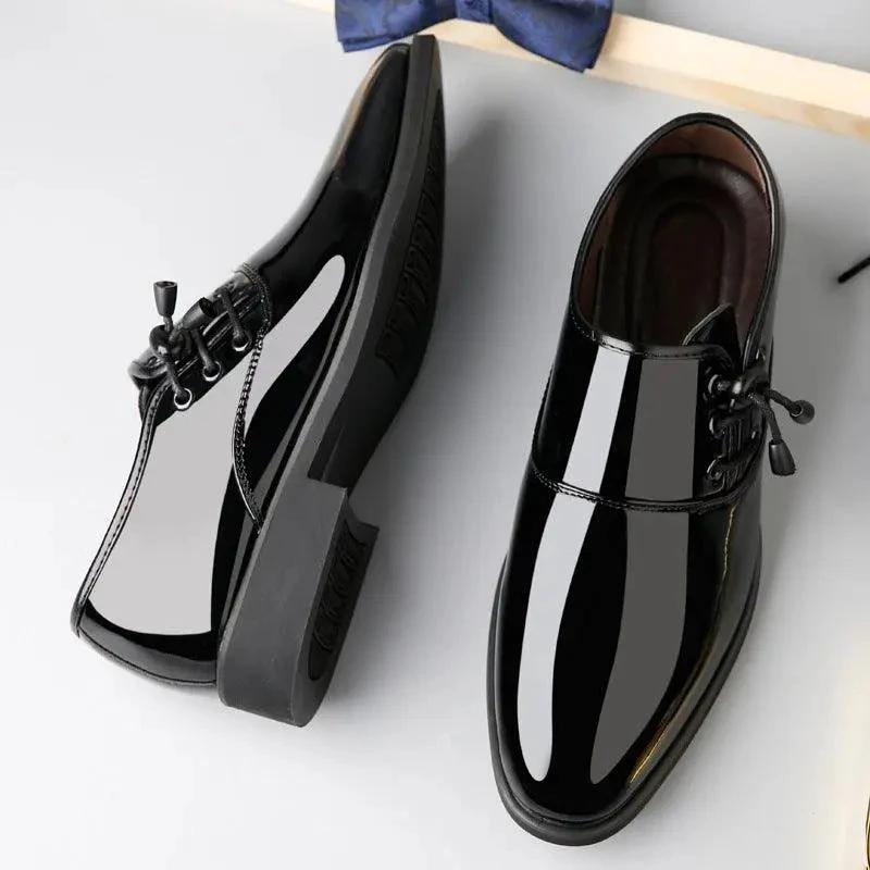 Mandotos men's lace-up leather business casual shoes, featuring classic design and polished finish for professional or casual wear.