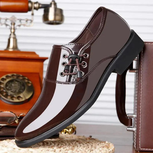 Mandotos men's lace-up leather shoes, stylish business casual footwear with sleek design and polished finish.
