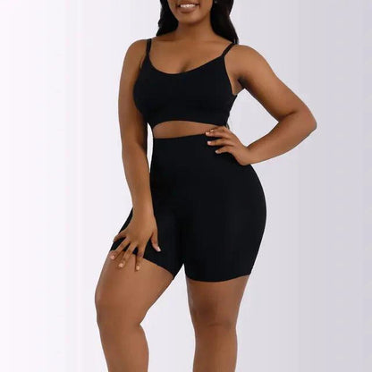 Mandotos ladies' curve-enhancing shaper bodysuit shown on a model, highlighting slimming fit and seamless design for a smooth silhouette.