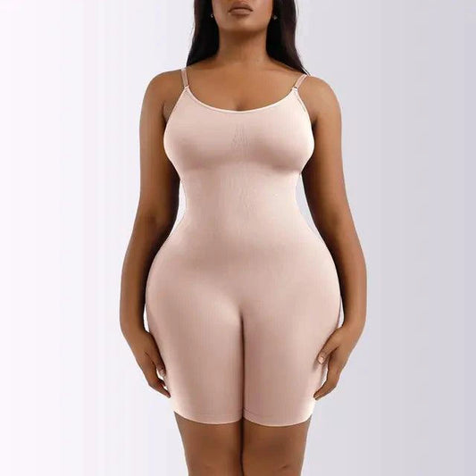 Mandotos Ladies' Curve-Enhancing Shaper Bodysuit displayed on a model, showing its seamless fit and supportive design.