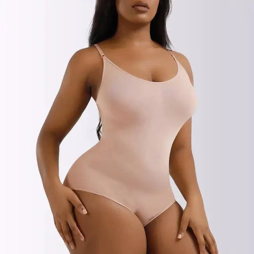 Mandotos ladies' curve-enhancing shaper bodysuit in black, featuring seamless design and adjustable straps for a smooth silhouette.