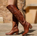 Ladies high heel ethnic embroidered over-the-knee boots by MANDOTOS, featuring intricate embroidery and stylish design.